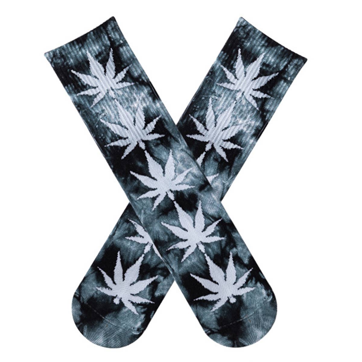 Tie-Dyed Maple Leaf Pattern Socks_Cwms0253