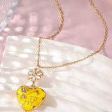 NEW FASHION LOVE PEACH ENAMEL OIL DROP NECKLACE_CWAJE2941
