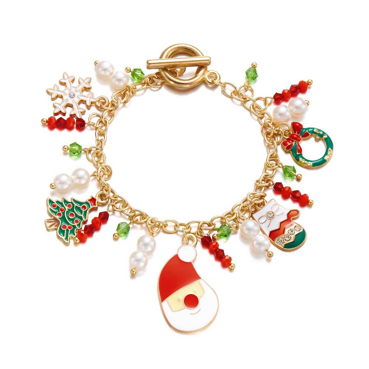Cwaje2512_Santa Claus Rice Bead Pendant Bracelet