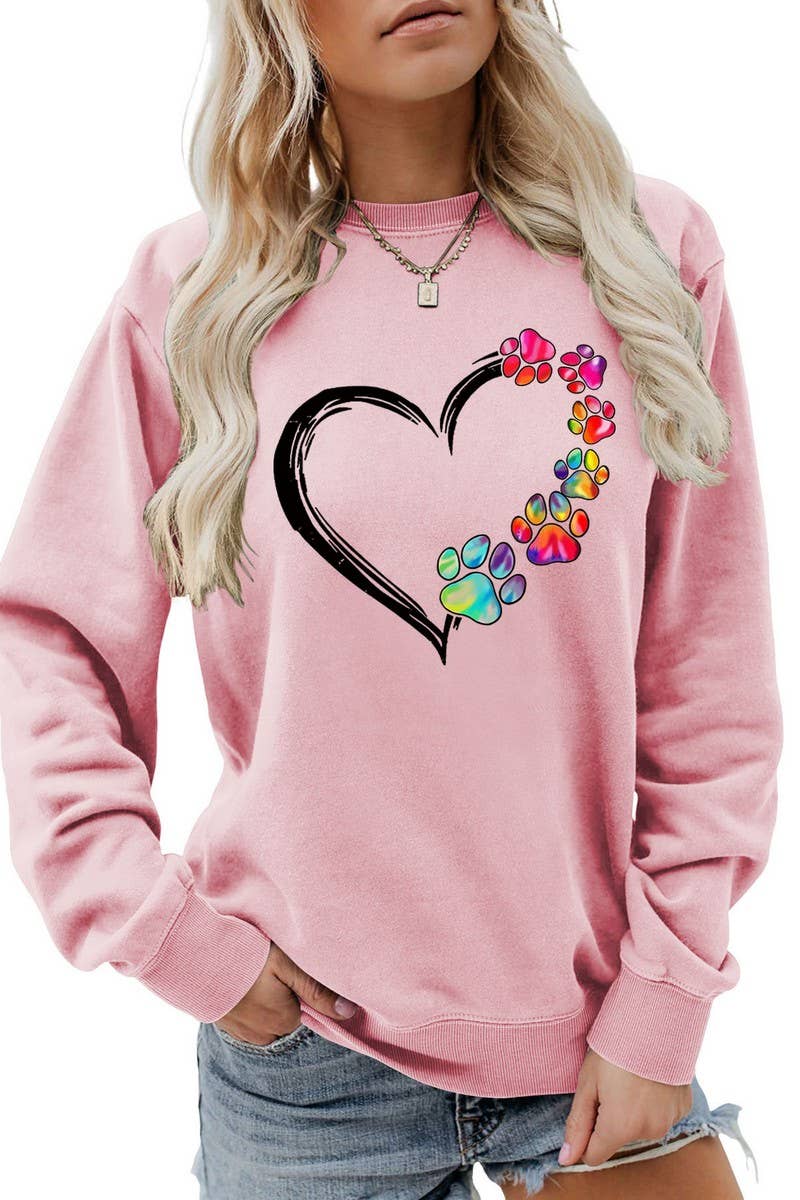 Valentine Day Rainbow Print Pullover_Cwtstl0985