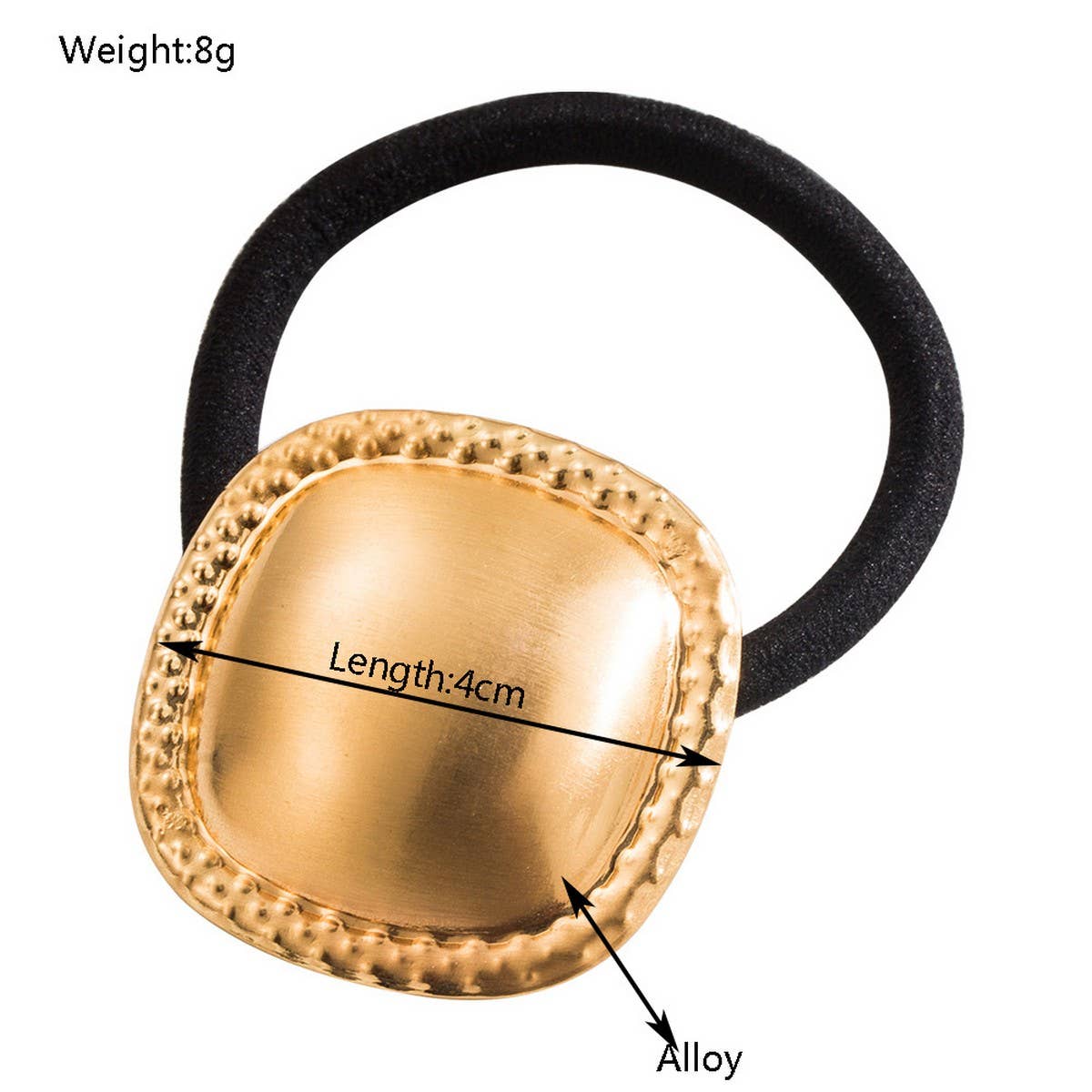 MINIMALIST METALLIC SQUARE ELASTIC HAIR TIE_CWAHA6242