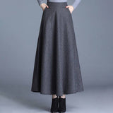 Woolen Thickened Waistline Long Skirt
