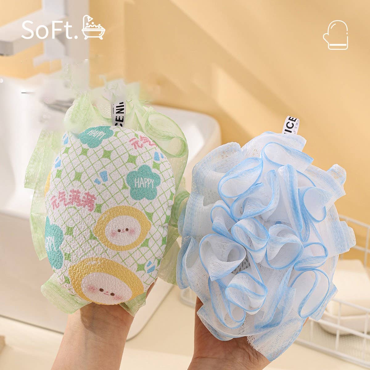 BATH POUF FINE SAND BATH TOWEL BATH FLOWER BALL_CWMM3358