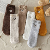 EMBROIDERED CARTOON BEAR LINT FREE SOCKS_CWMS0800