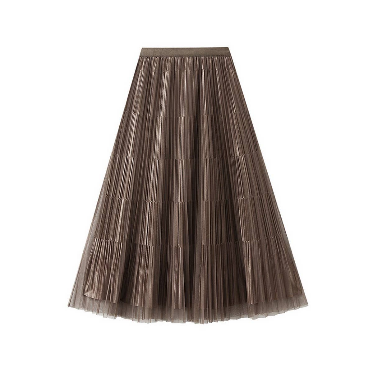REVERSIBLE MESH PLEATED SKIRT A LINE SKIRT_CWBMS0316