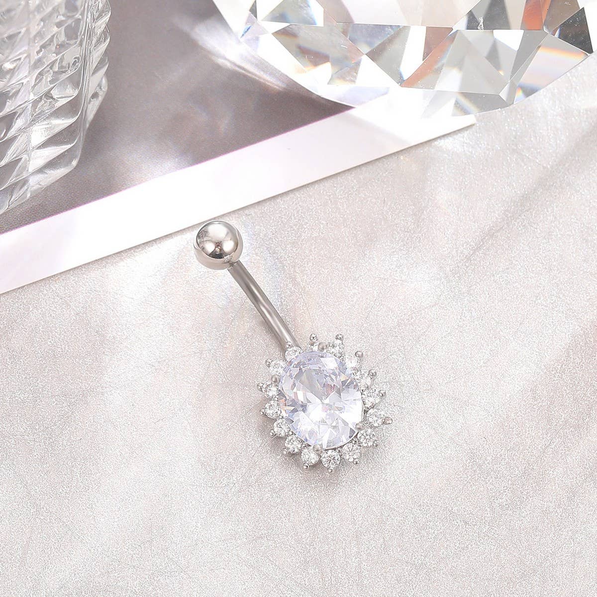 COPPER SUNFLOWER GEAR CZ BELLY RING FOR WOMEN_CWMM9330