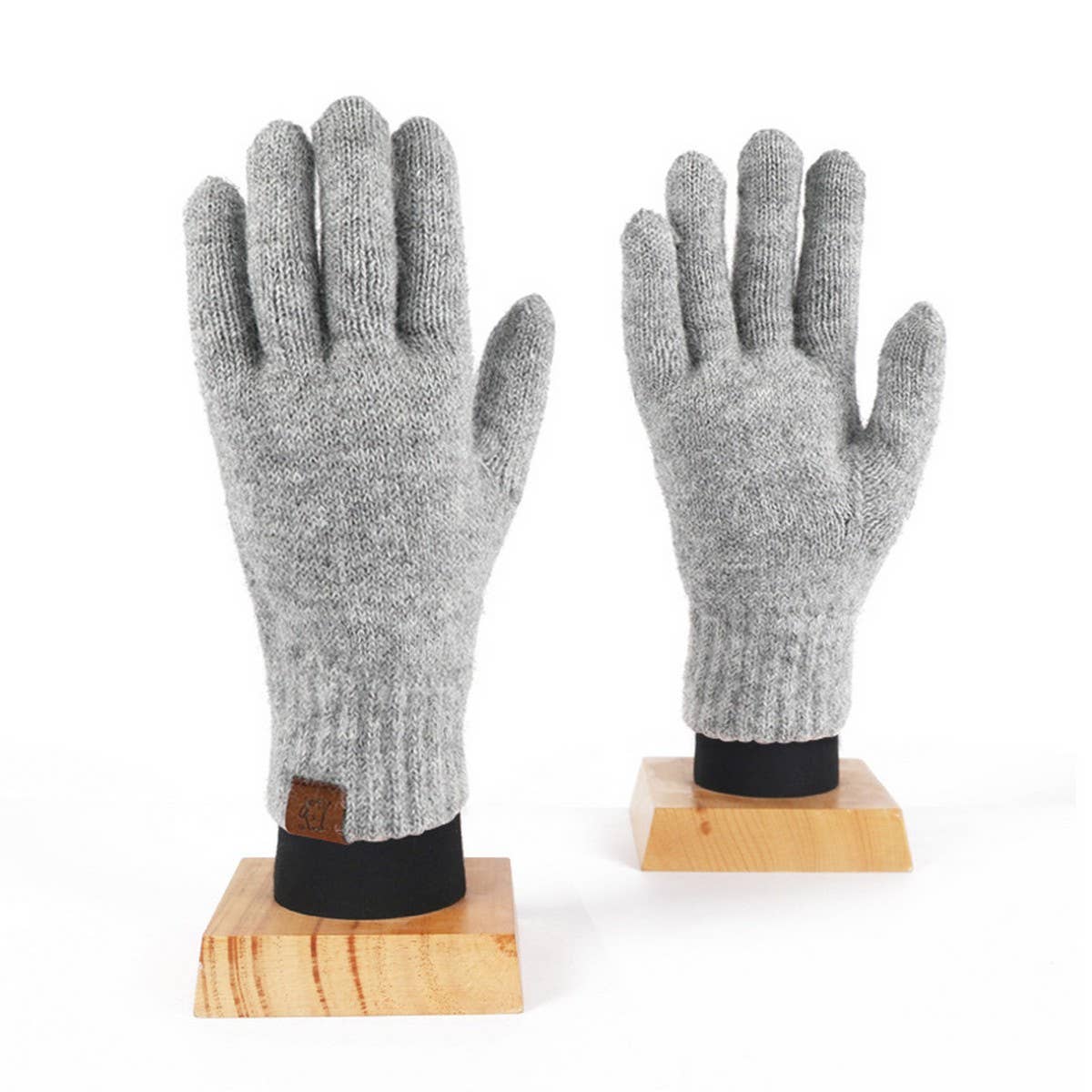 KNITTED FLEECE PLAID TOUCH SCREEN WARM GLOVES_CWAG0371