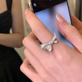 Womens Exquisite Micro-Inlaid Zircon Open Ring