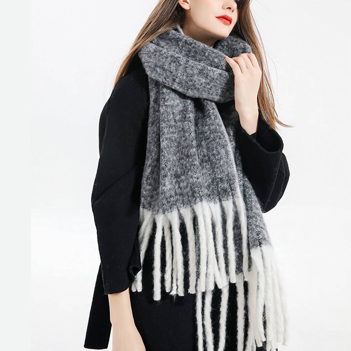 Wool Knit Scarfthick Long Solid Winter Wrap_Cwasc0166