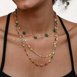 COLORFUL BEADED NATURAL STONE THREE LAYER NECKLACE_CWMM3681