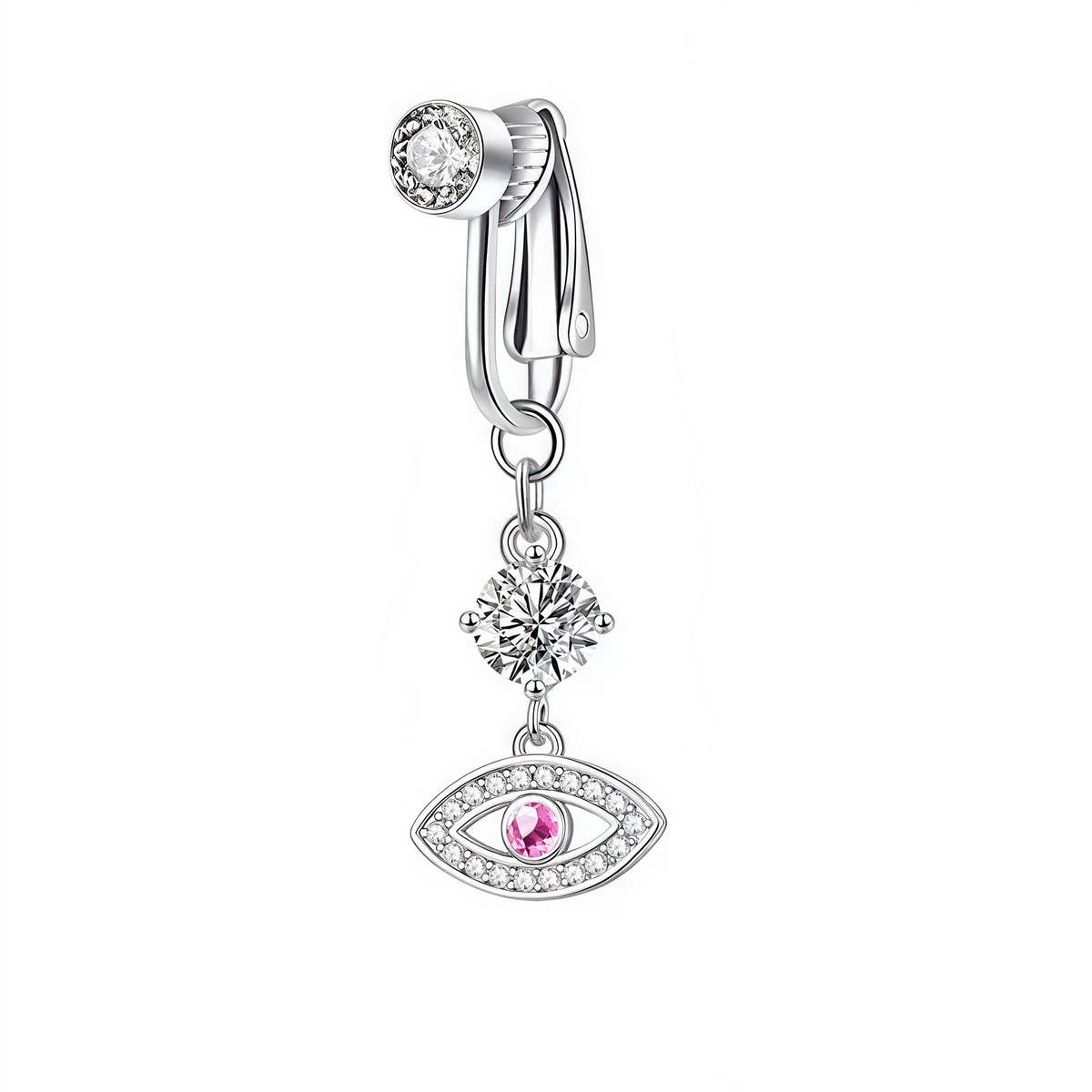 NO PIERCING NAVEL CLIP RING WITH MOON HEART CHARM＿cWMM9227
