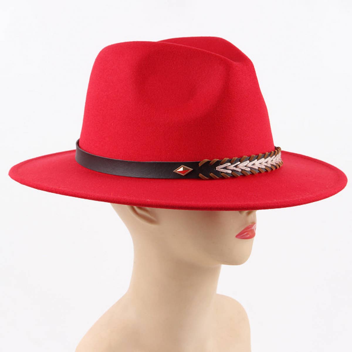 SIMPLE BELT BUCKLE FELT HAT JAZZ HAT_CWAH0751