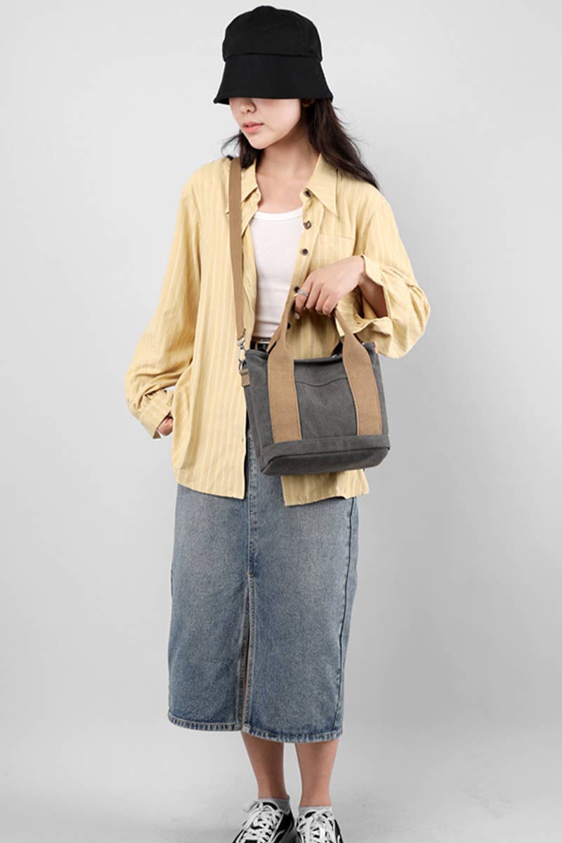 HANDLE LINE CANVAS CROSS BODY BAG_CUAB0101