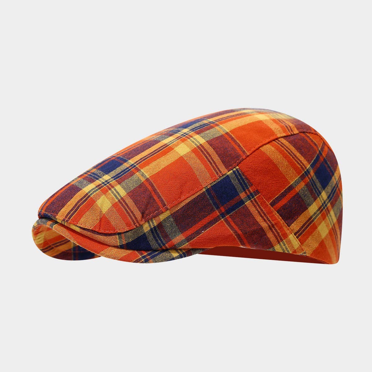 Plaid Dopamine Color Block Newsboy Hat_Cwah04626