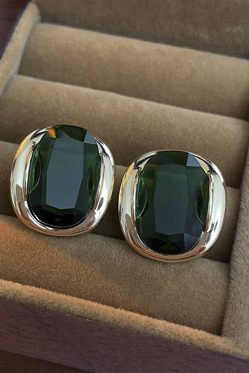 GREEN ZIRCON STUD EARRINGS_CWAJE0293