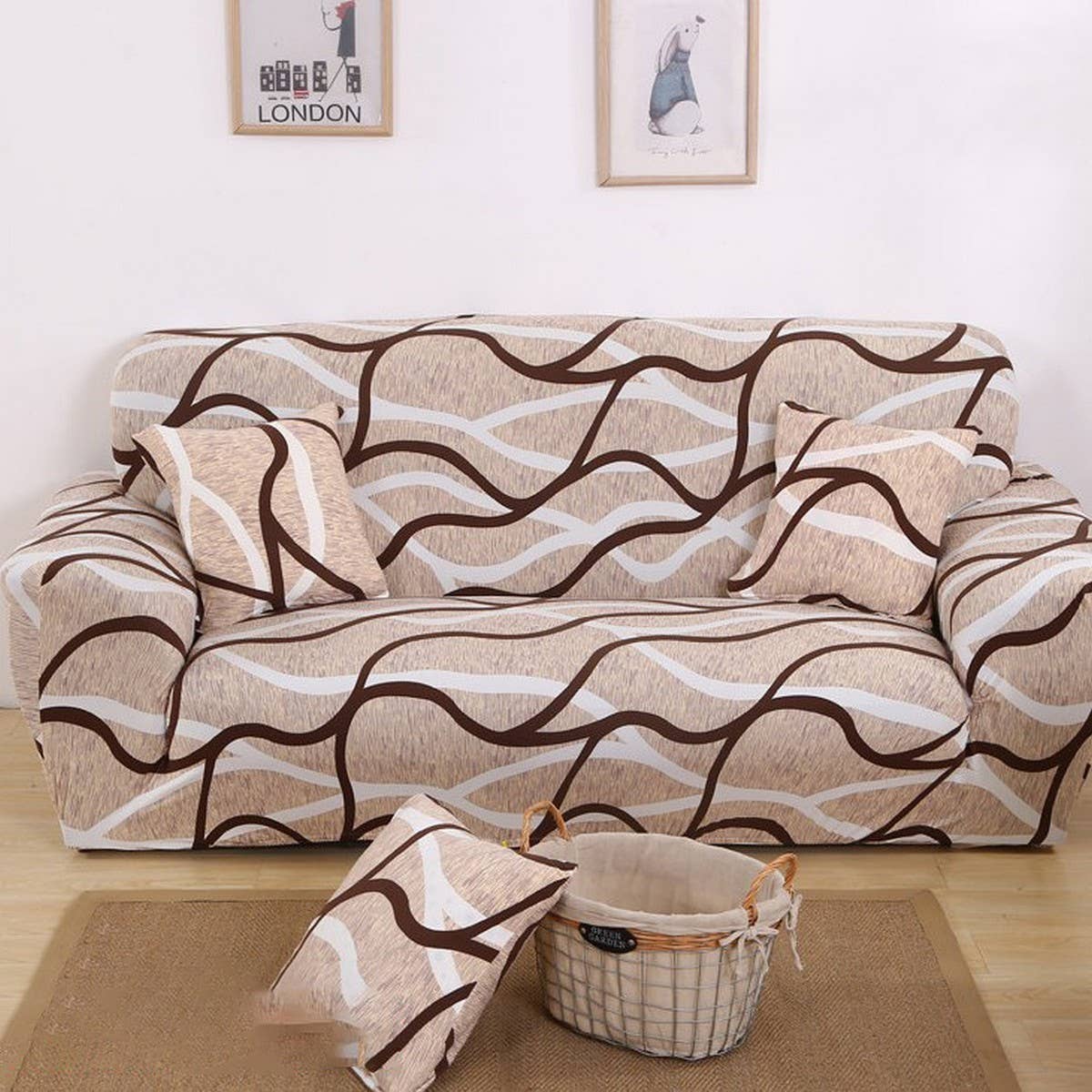 STRETCH SOFA COVER SOLID PRINT ALL IN ONE FIT_CWMM8309