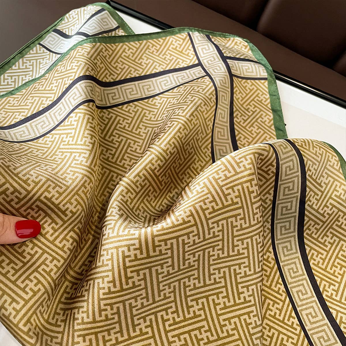 SILK SQUARE SCARF MAZE PRINT SUMMER WRAP_CWASC0611