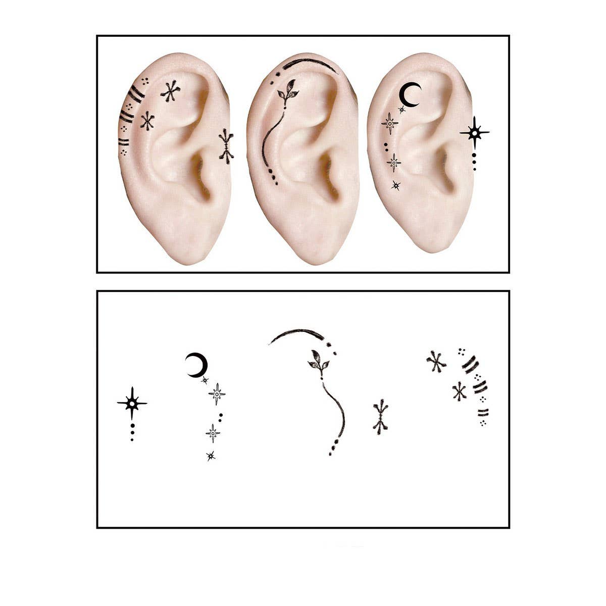 CUTE CARTOON EAR TATTOOS WATERPROOF STICKER SET_CWMM8394