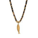 LEOPARD VELVET CORD NECKLACE BOLD FALL STATEMENT_CWMM6954