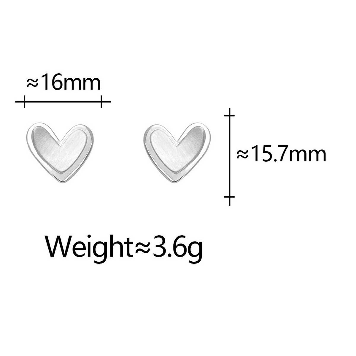 Valentines Day Design Brushed Heart Earrings