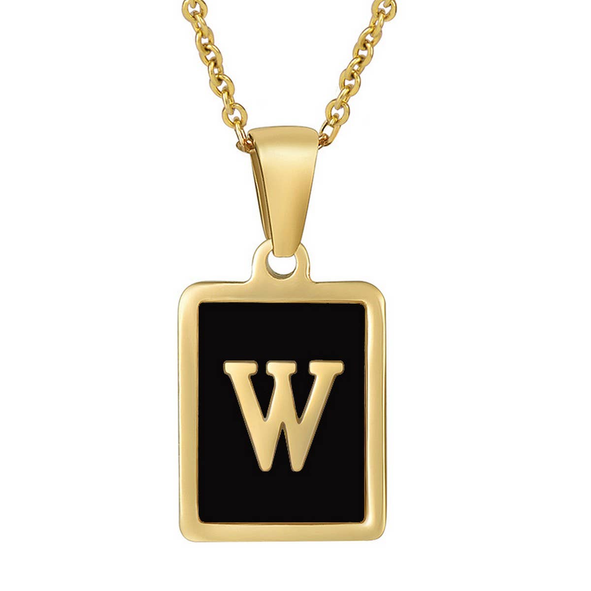 18K STAINLESS STEEL SQUARE 26 LETTER NECKLACE_CWAJE0679