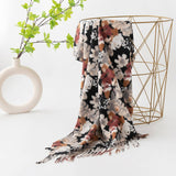 FLORAL FAUX CASHMERE SCARF SOFT WARM TASSEL SHAWL_CWASC0913