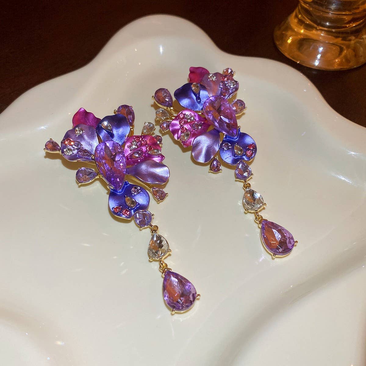 FLOWER TASSEL EXAGGERATED PERSONALITY EARRINGS_CWAJE2342