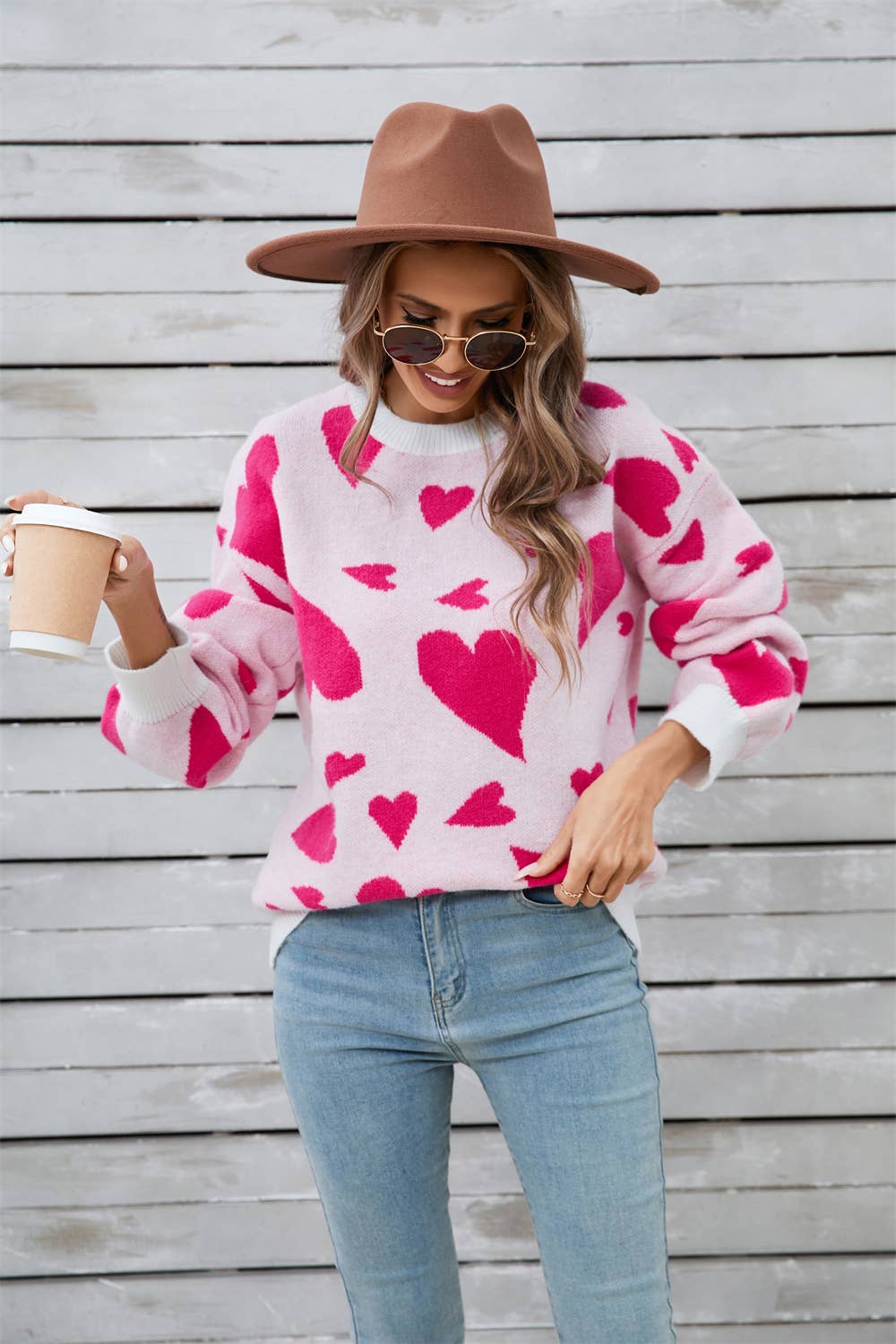 Valentines Day Matching Heart Jacquard Sweater