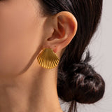 CREATIVE OCEAN SERIES GOLD SHELL EARRINGS_CWAJE1797