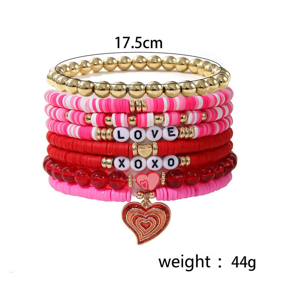 SOFT CLAY LETTER OIL DROP HEART PENDANT BRACELETSET_CWMM3521