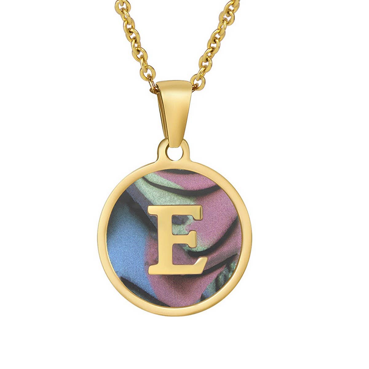 CIRCULAR SHELL ENGLISH LETTER PENDANT NECKLACE_CWAJE0675