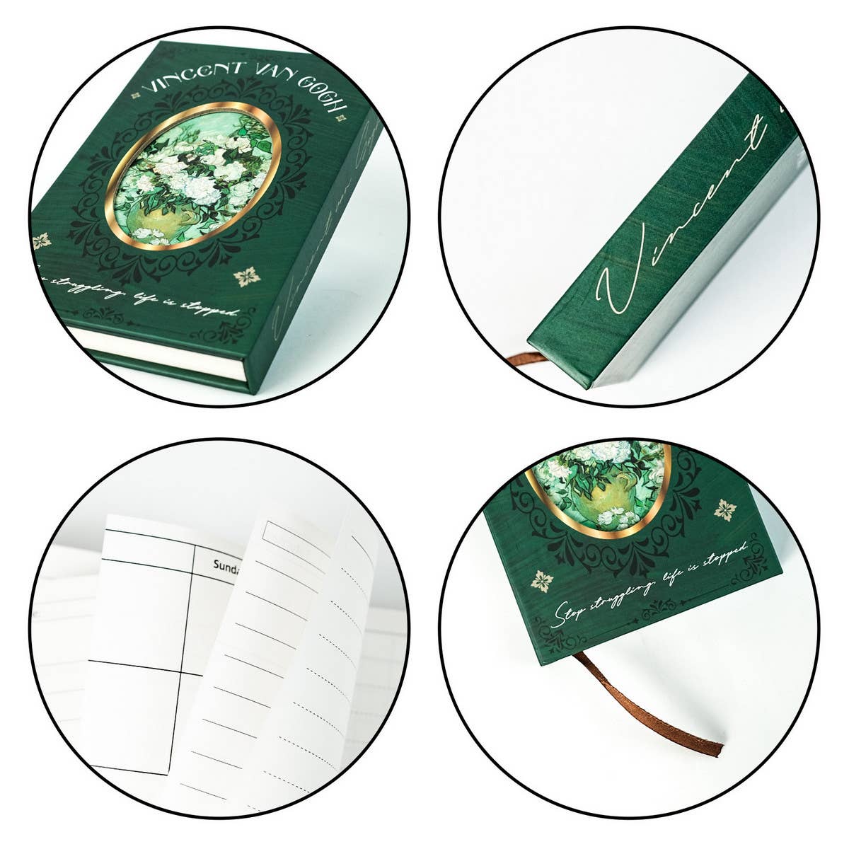 GREEN RETRO ROSE THICK NOTEBOOK_CWMM1861