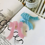 Cwaha1545_Solid Colored Bow Streamers Hair Claw Clip