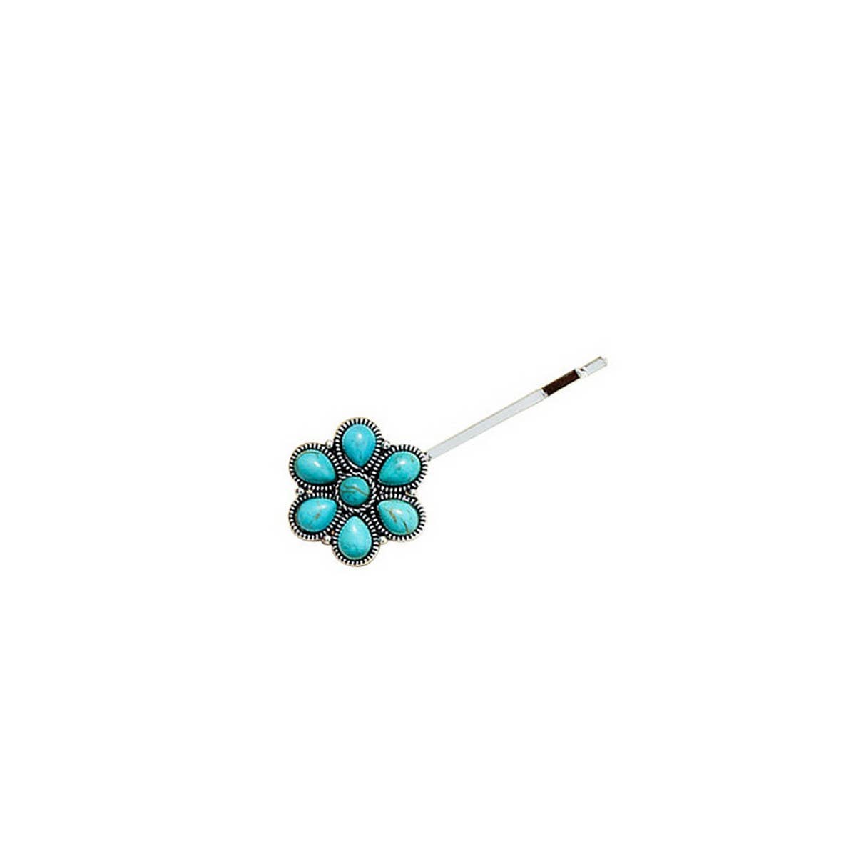 Turquoise Stone Hair Clip, Vintage Side Bang Pin