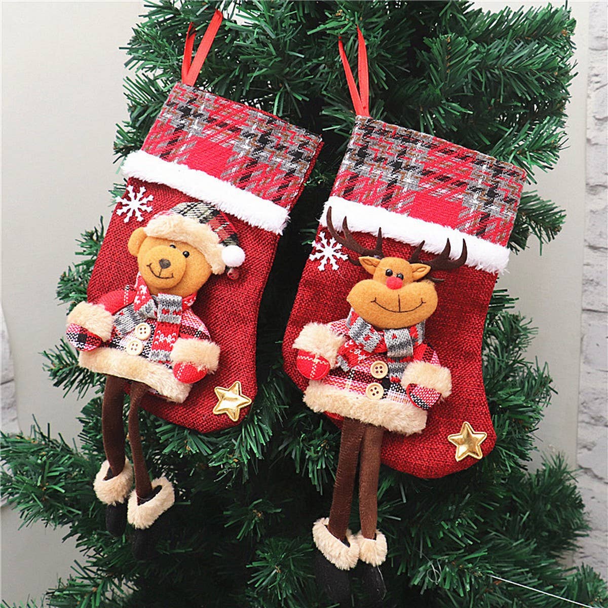 PLAID CLOTH DOLL CHRISTMAS GIFT BAG_CWMM1892