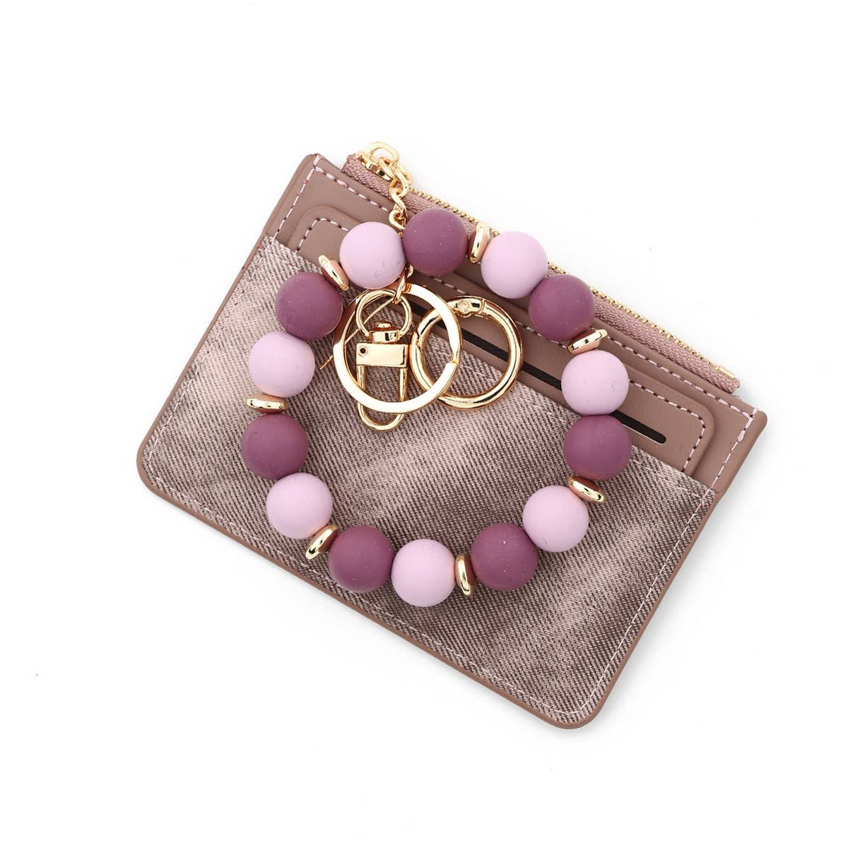 SILICONE BEAD KEYCHAIN WALLET ID CARD HOLDER_CUAB00450