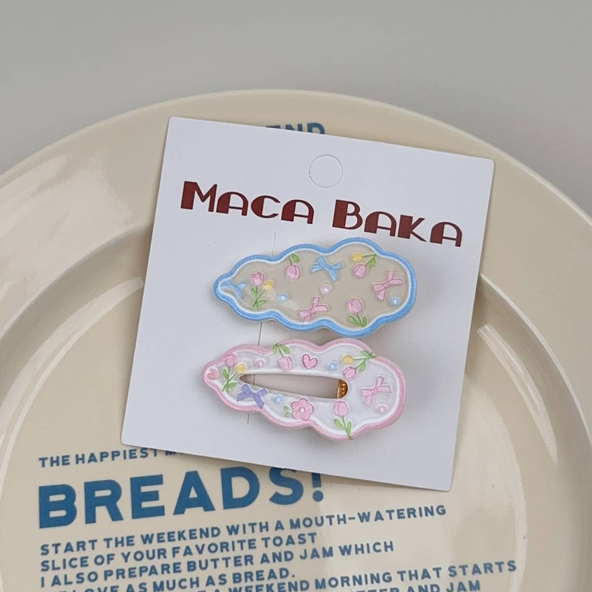 SWEET GIRL FLORAL BOW 2 PACK CLOUD HAIR CLIPS_CWAHA2267