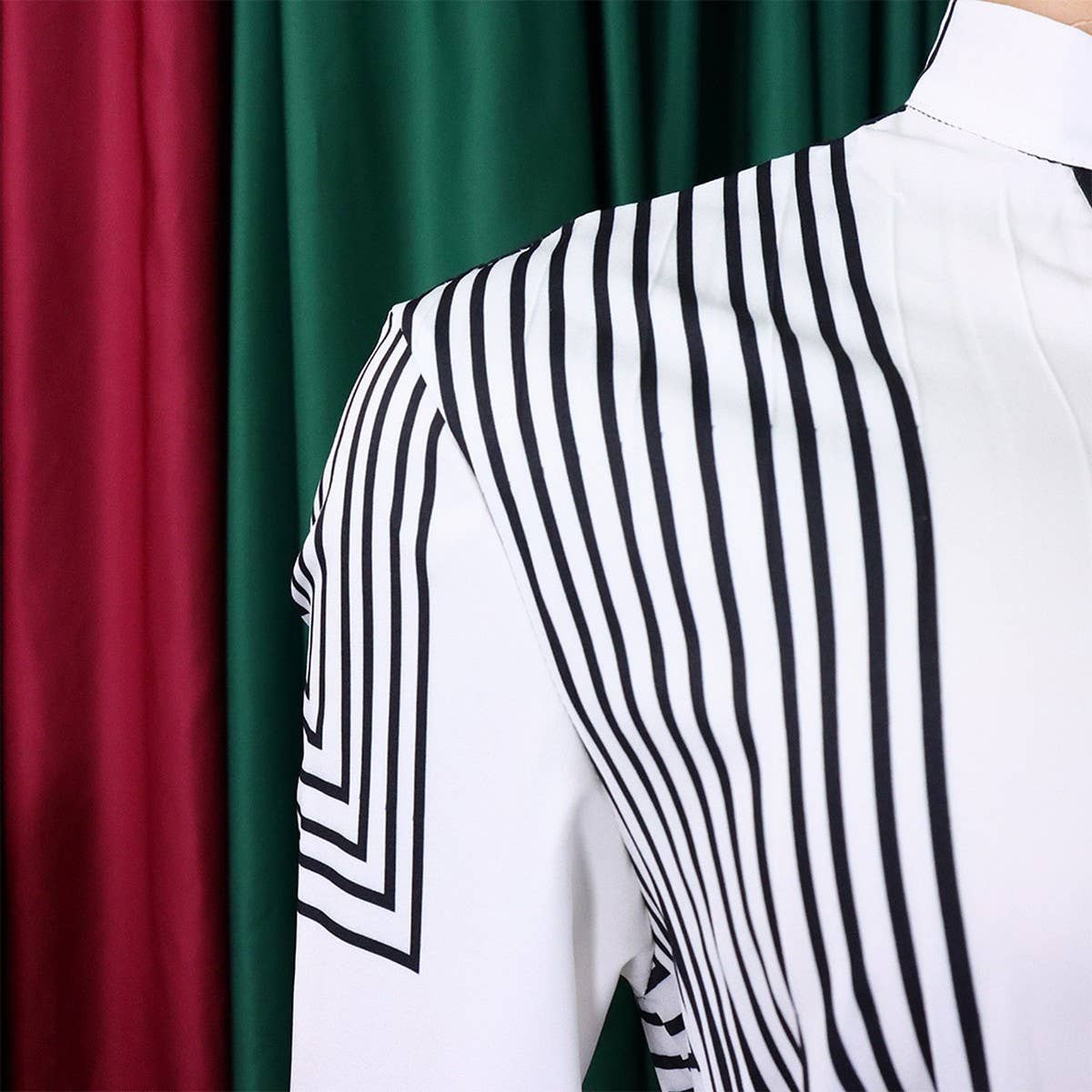 PRINTED PLEATED FASHION TIE CASUAL PLUS SIZE DRESS_CWDSD6160