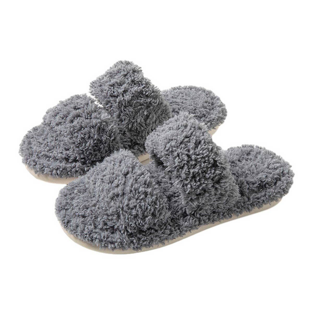 HOME CURLY INDOOR OPEN FUR SLIPPERS_CWSHS0825