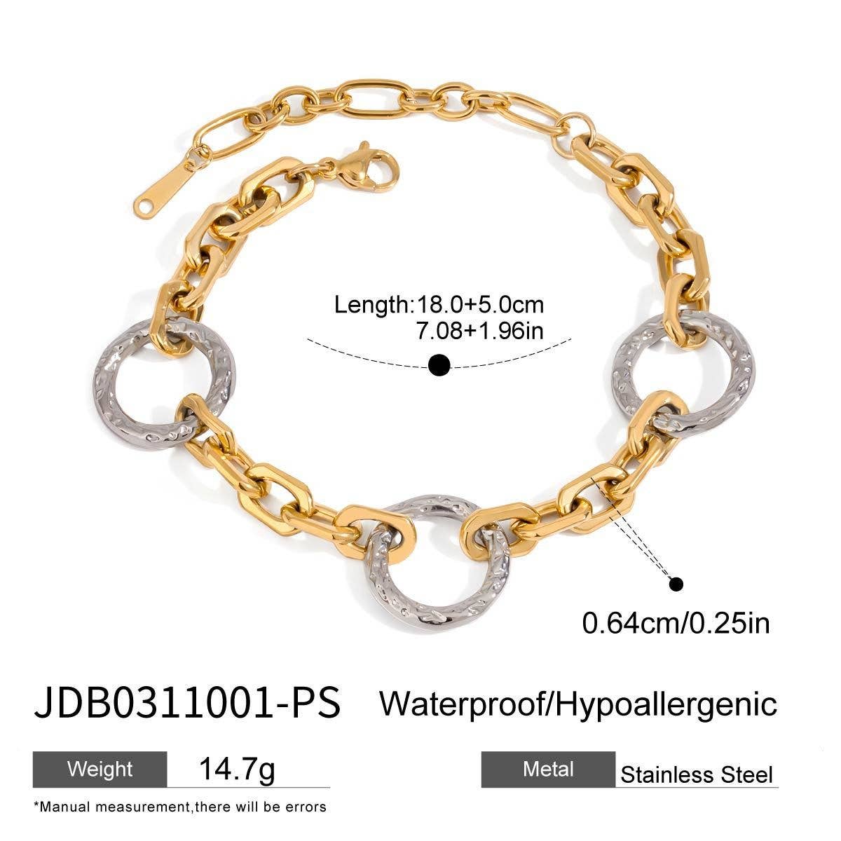 18K GOLD SILVER HAMMERED ROUND PENDANT NECKLACE_CWAJE4859