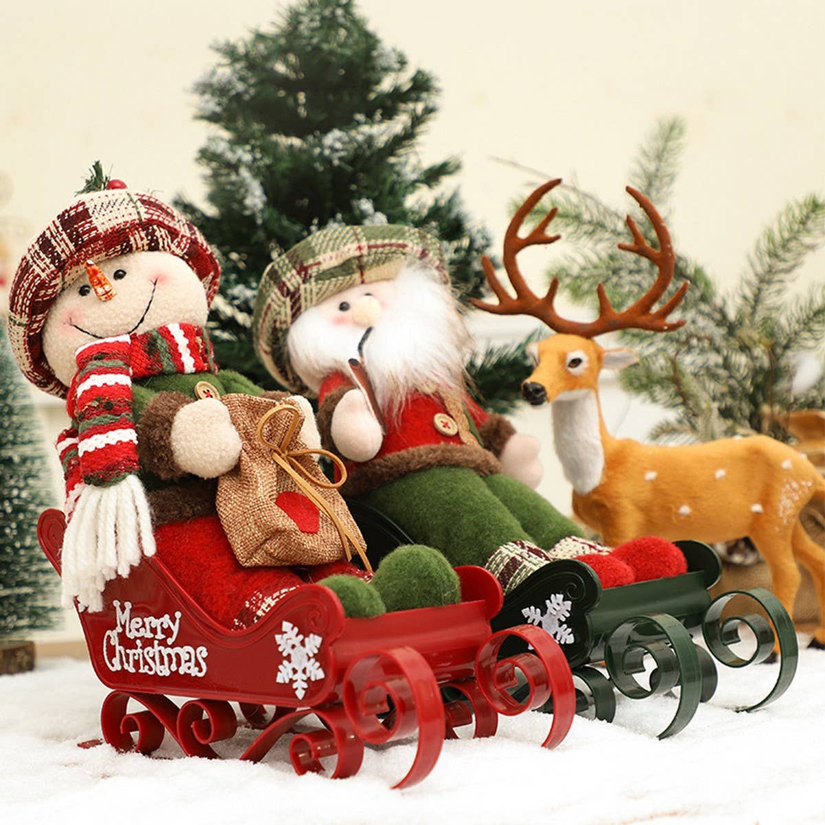 Cwmm1741_Christmas Decorations Sleigh Car Doll Home Decor