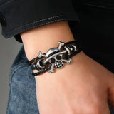 SIMPLE CREATIVE ALLOY SKULL LEATHER BRACELET_CWMM4469