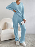 Temperament Loose V-Neck Pit Stripe Knitted Suit