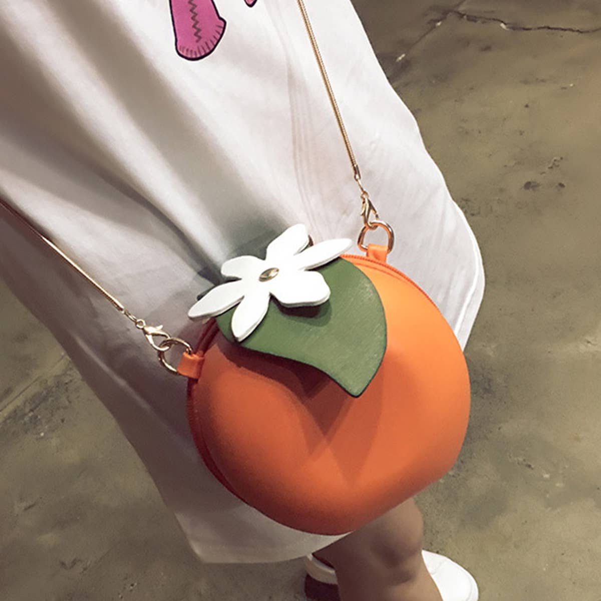 Women Chain Fruit Orange Shoulder Bag_Cwab0980