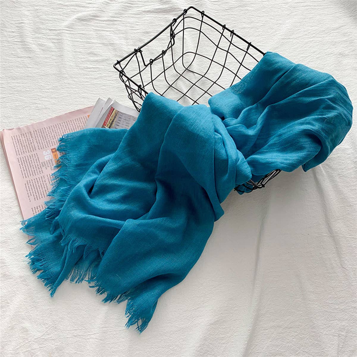 COTTON LINEN SOLID COLOR BEACH SHAWL SCARF _CWASC0197