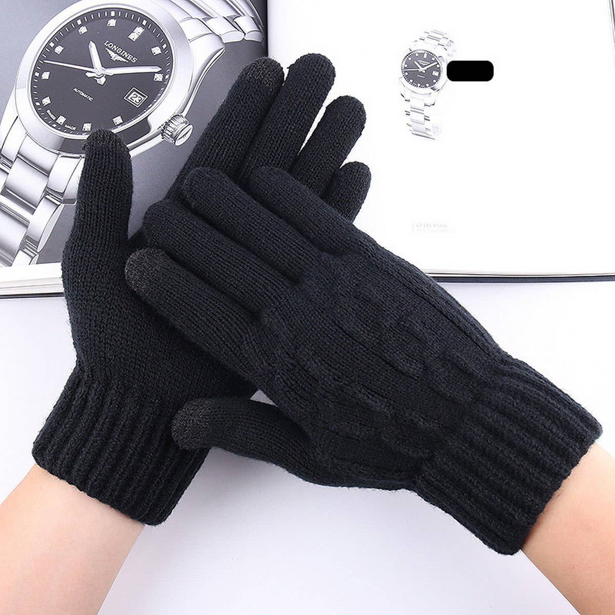 NEW MENS COLD PROOF KNITTED TOUCHSCREEN GLOVES_CWAG0394