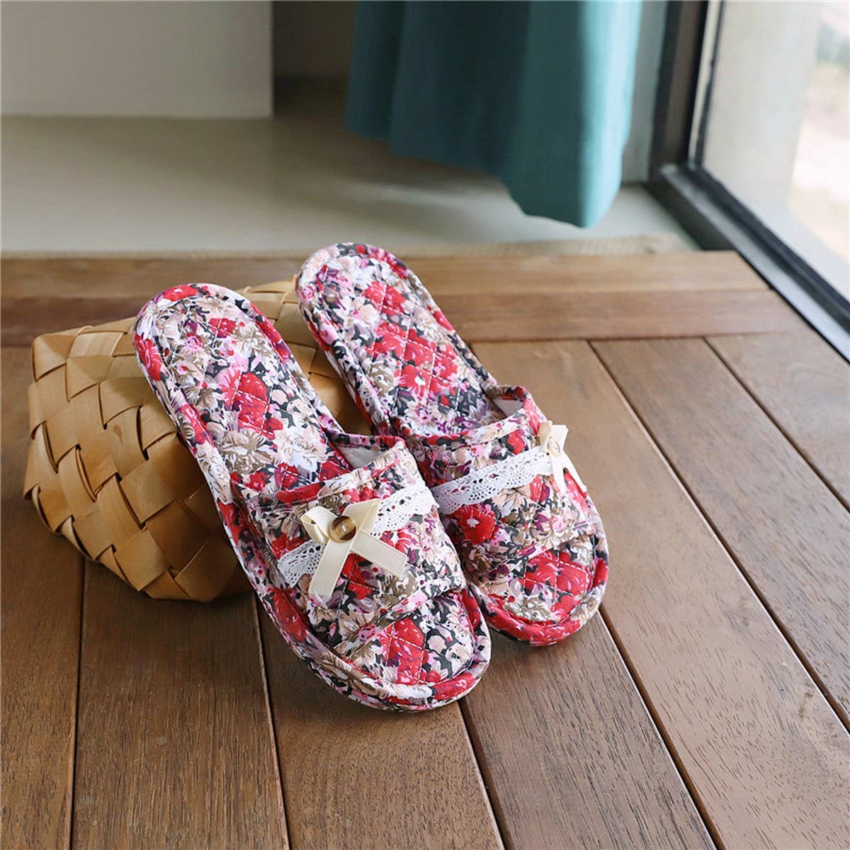 LINEN INDOOR SLIPPERS FOR HOME COUPLE WEAR_CWSHF0171