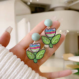 CONTRAST COLOR GRAFFITI FLOWER EARRINGS_CWAJE1638