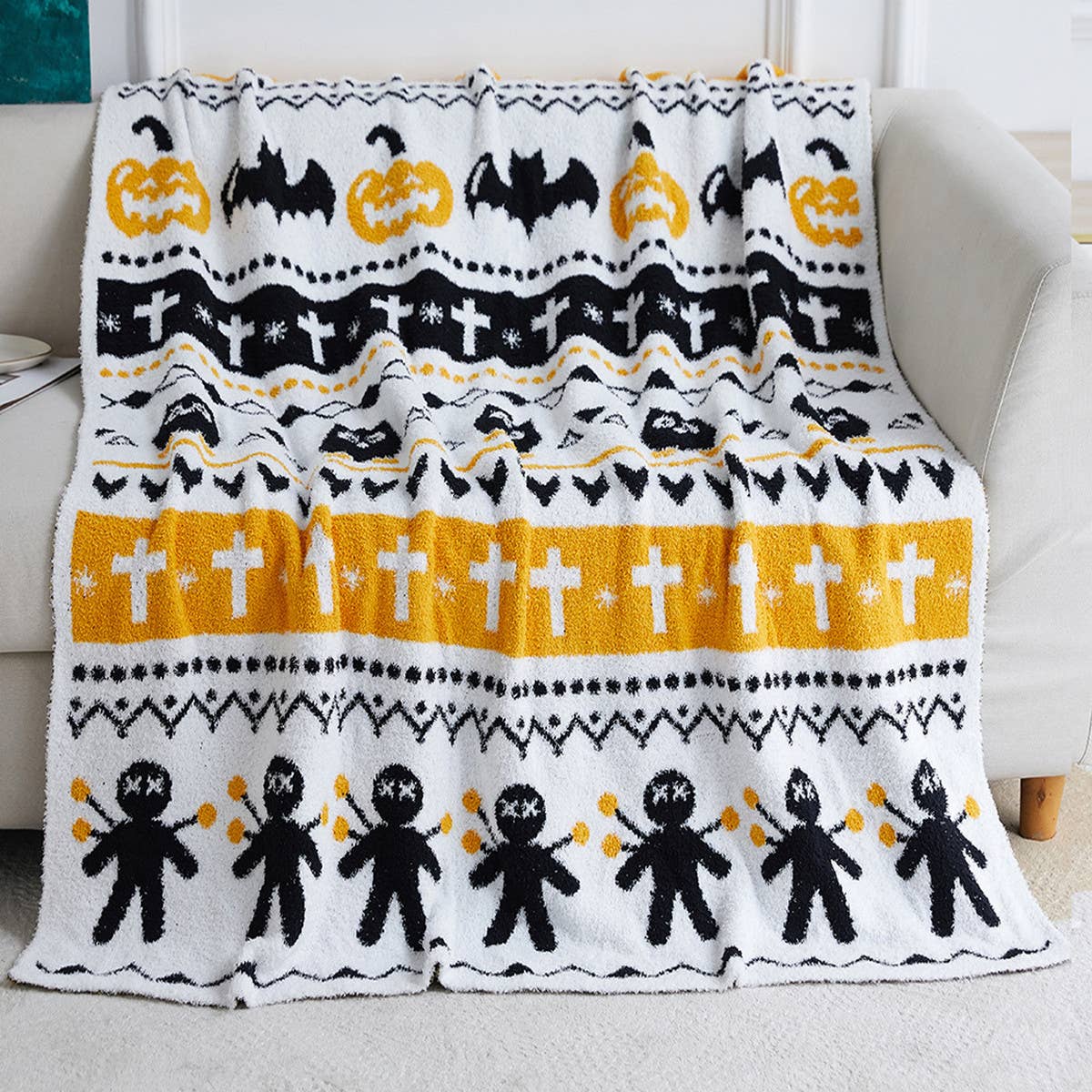 SIMPLE SMILING FACE KNITTED JACQUARD BLANKET_CWMM0324