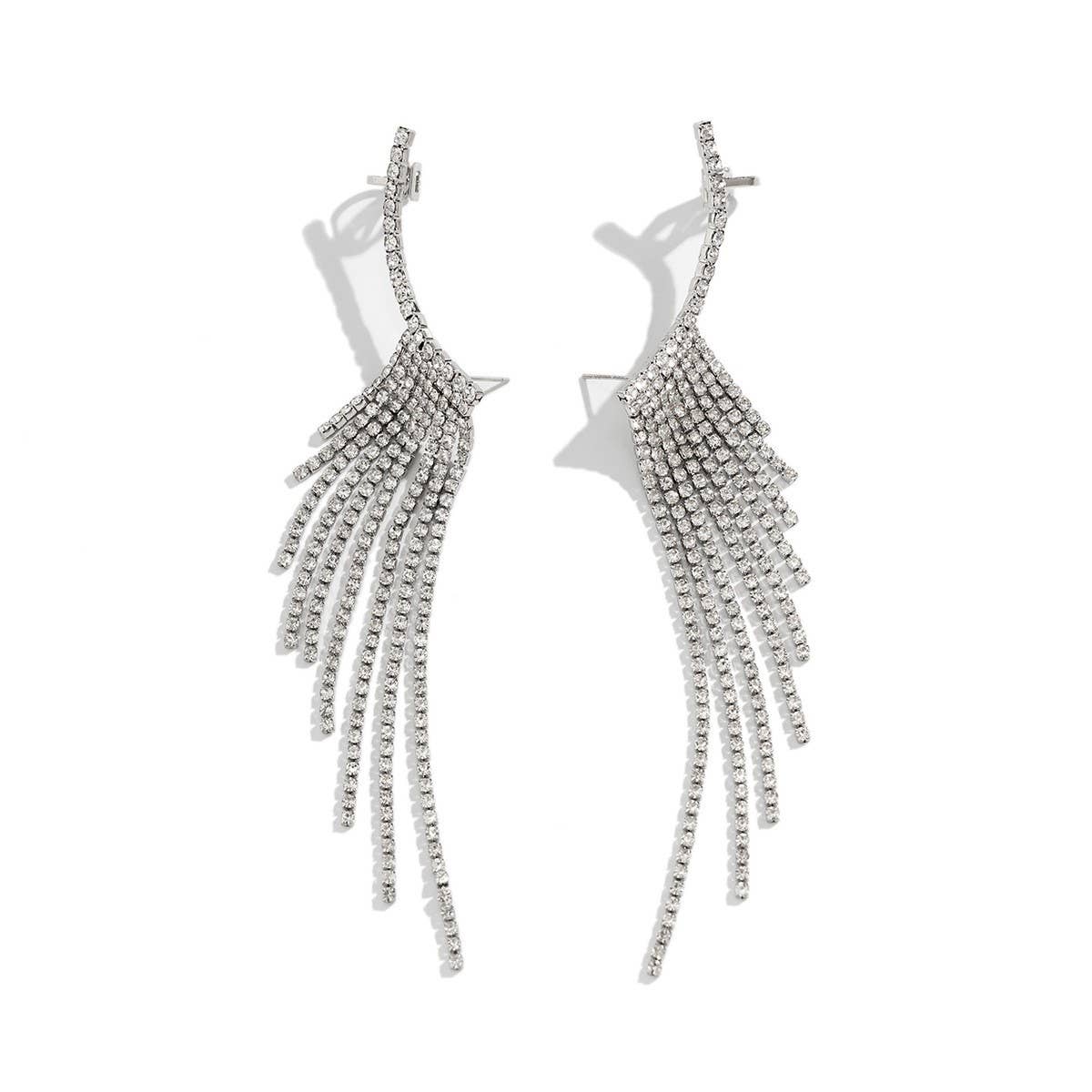FRENCH STYLE TASSEL RHINESTONE EARRINGS_CWAJE1140